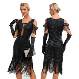 232 Women's 1920s Flapper Dress V Neck Slip Dress