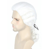 HS104 Lawyer Judge Baroque Cosplay Curly Wig Grey White Black Men Costume Wigs Deluxe Historical Long Synthetic Wig For Halloween 2022