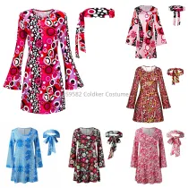 HS102  70S 80S DISCOHalloween Dance Costumes For Women Dress With Headband