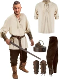 TF001  4pcs  Medieval Pirate Shirt Ankle Banded Pants Viking Belt Accessories