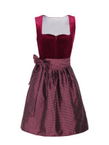 B725  Women German Beer Girls Cosplay Costume Bavarian Oktoberfest Red Velvet Dirndl Dress With Apron Festival Carnival Party Outfits