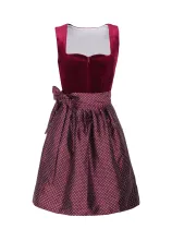B725  Women German Beer Girls Cosplay Costume Bavarian Oktoberfest Red Velvet Dirndl Dress With Apron Festival Carnival Party Outfits
