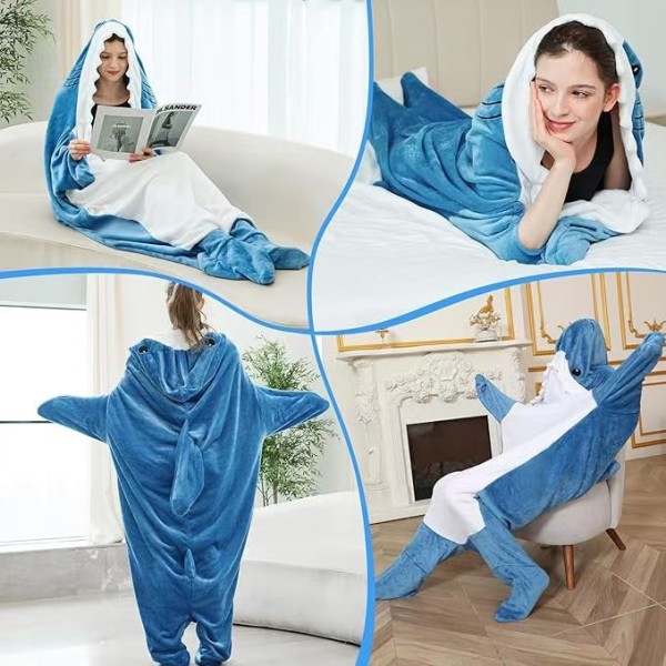 Shark Blanket Hoodie Onesie for Adult