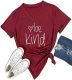 E011 Womens T Shirt Casual Cotton Short Sleeve V-Neck Graphic T-Shirt Tops Tees