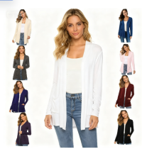 E010 Cardigans for Women Loose Casual Long Sleeved Open Front Breathable Cardigans with Pockets