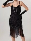 XX283  Tassel Sequin Dress 1920s Flapper Vintage Dress