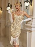 XX283  Tassel Sequin Dress 1920s Flapper Vintage Dress