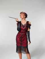 XX262 Women Fringe 1920s Flapper Dress 20s Gatsby Themed Party Dress