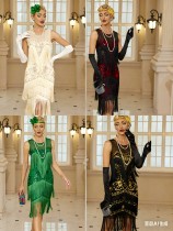 529 1920s Fashion Banquet Evening Dress Sexy Beaded Sleeveless Dress