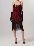 XX283  Tassel Sequin Dress 1920s Flapper Vintage Dress
