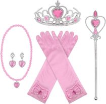 E029 Princess Dress Up Accessories Gloves Tiara Crown Wand Necklaces Presents for Kids Girls