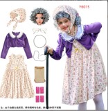 Y6015 Y6017 Adult Granny Costume Old Lady Grandma 100 Days Of School Child Girls Dress