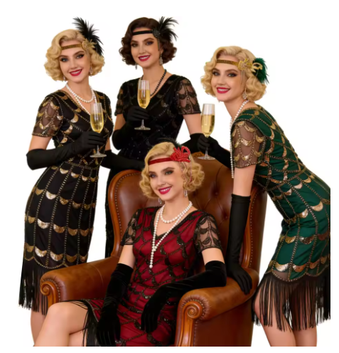 2505 Women 1920s Gatsby Party Costume Dress Sequin Flapper Dress