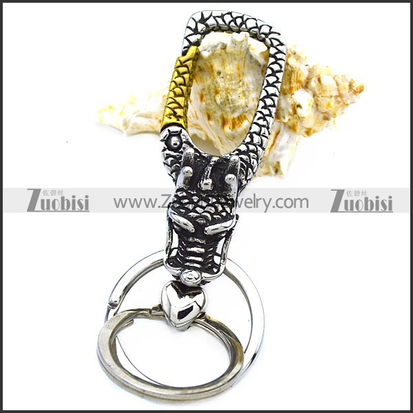 Dragon Head Stainless Steel Double Key Ring k000079