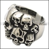 Large Stainless Steel Multipoint Skull Ring - JR350026