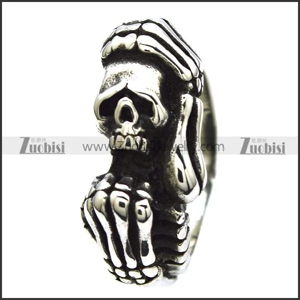 Stainless Steel Skull Ring - JR350043