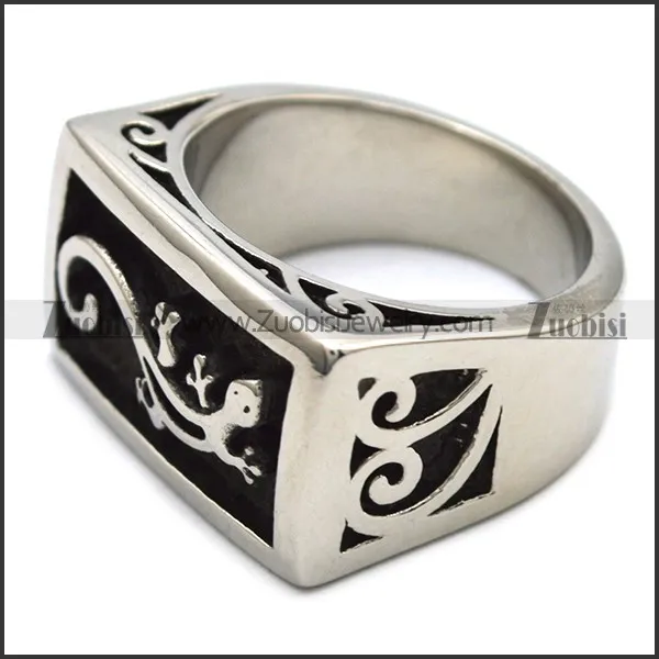 Wall Gecko Stainless Steel Ring r003846