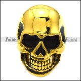 Shiny Gold Mens Bareheaded Skull Ring in Stainless Steel in medium size -r000721