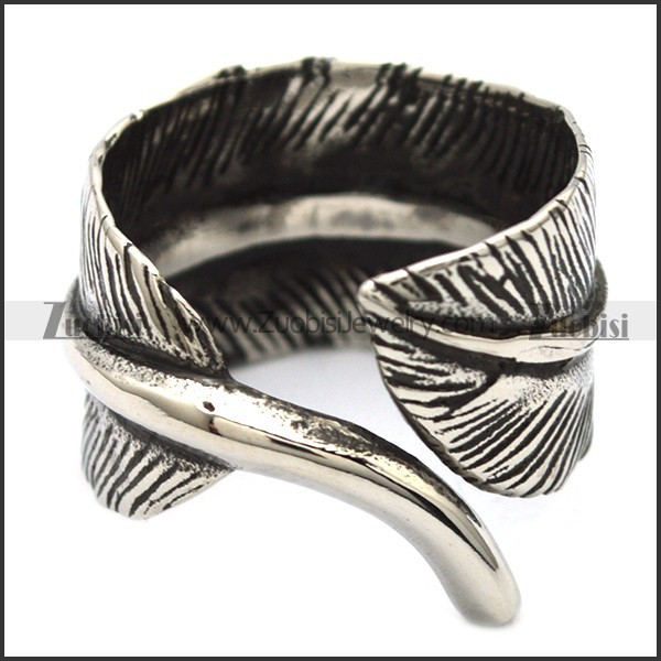 vintage leaf ring in stainless steel r001699