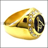 Gold-plating Masonic Rings with rhinestone r002243