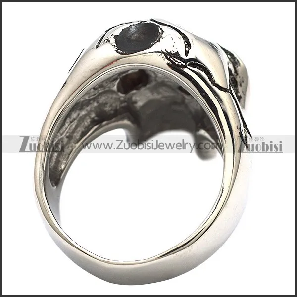 Big Black Stone Eyes Skull Rings in Stainless Steel Metal -r000468