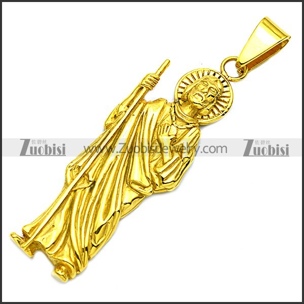 Gold San Juditas Pendant in Stainless Steel p002197