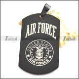 Black Plated Stainless Steel Air Force Pendant p010423H4