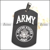 Stainless Steel Army Pendant in Black Plating p010423H3