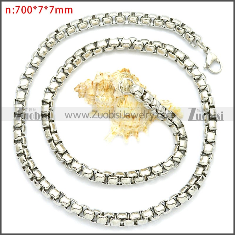 Round Box Link Necklace Chains n003089SW7