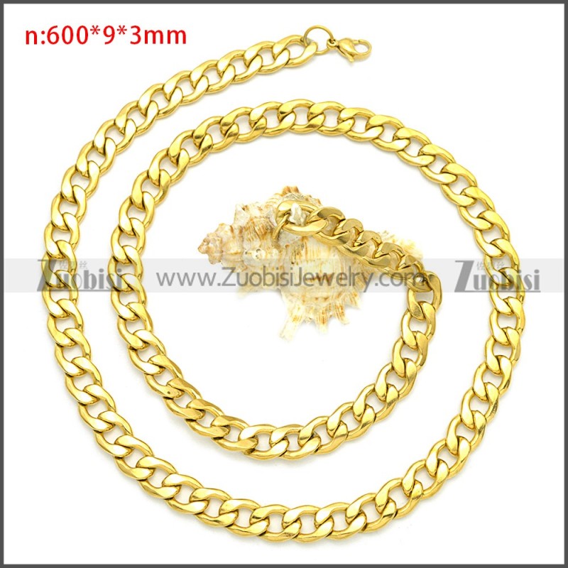 18k Gold Plated Mens Curb Cuban Link Chain n003085GW9