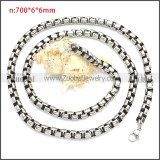 Vintage Round Box Link Necklace Chain n003089SHW6