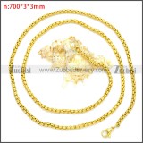 Golden Round Box Link Necklace Chains n003089GW3