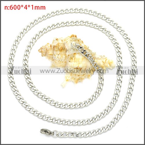 4mm Stainless Steel Flat Curb Chain Neckalce n003085SW4