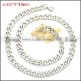 Stainless Steel Cuban Chain Necklace n003090SW9