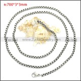 3MM Wide Vintage Round Box Link Necklace Chains n003089SHW3