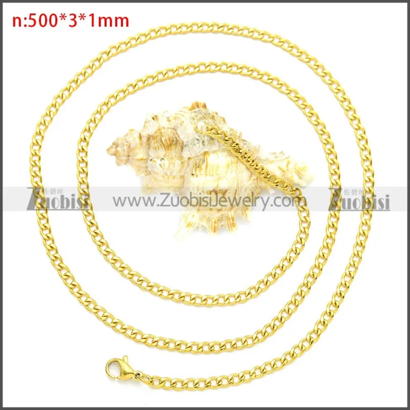 Stainless Steel Cuban Chain Necklace n003090GW3