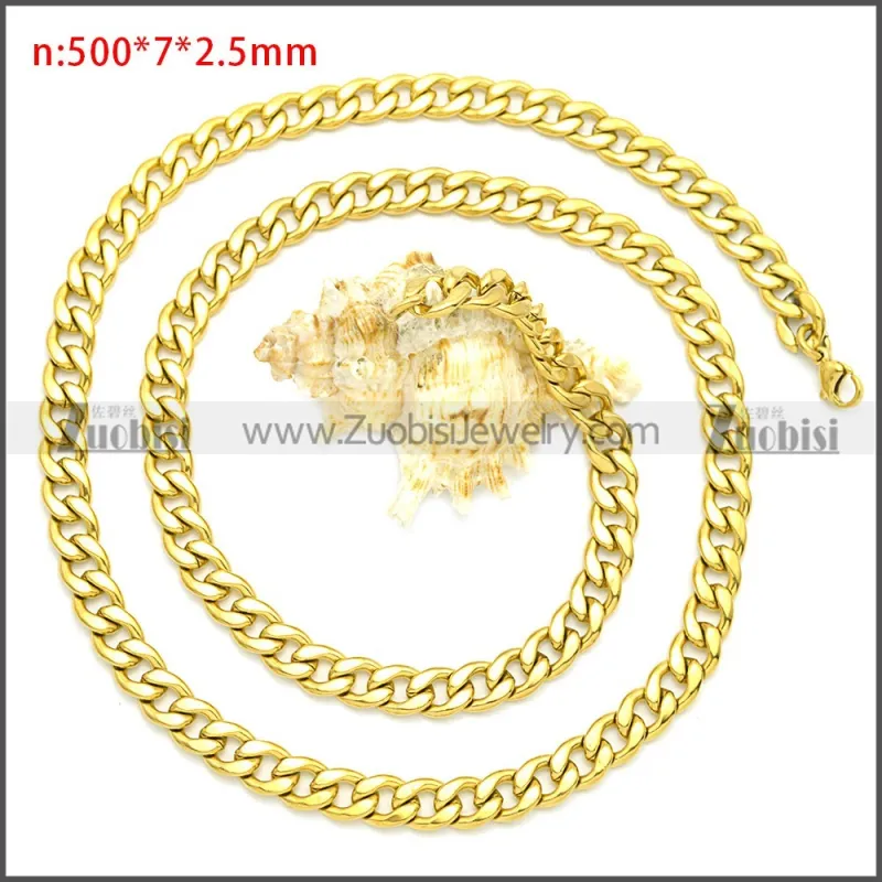 Stainless Steel Cuban Chain Necklace n003090GW7