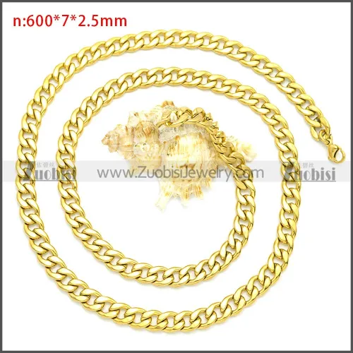 18k 316L Miami Gold Curb Chain n003085GW7