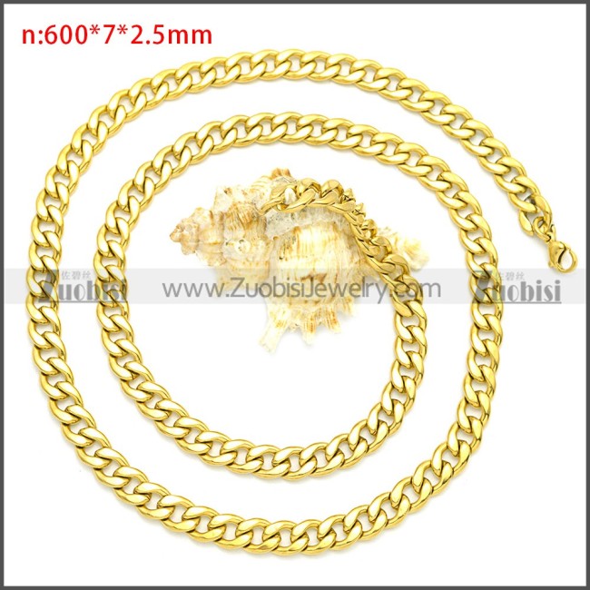 18k 316L Miami Gold Curb Chain n003085GW7