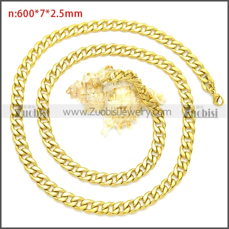 18k 316L Miami Gold Curb Chain n003085GW7