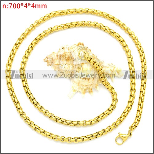 4MM Wide Round Box Link Necklace Chains n003089GW4