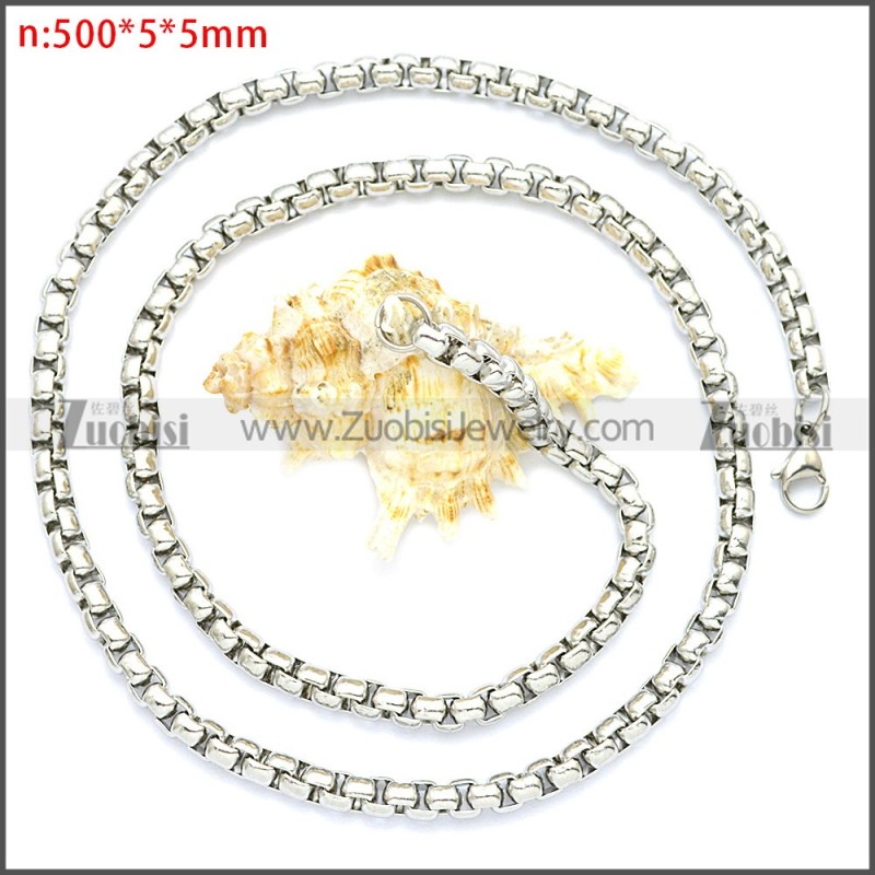 Stainless Steel Round Box Link Necklace Chain n003088SW5