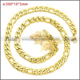 Gold Plated Stainless Steel Figaro Chain Neckalce n003092GW10