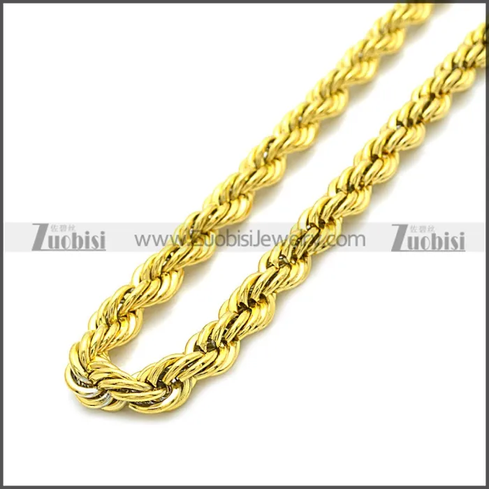 Golden Stainless Steel Rope Chain Neckalce n003097GW3