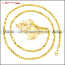 Gold Plated Stainless Steel Wheat Chain Neckalce n003095GW3