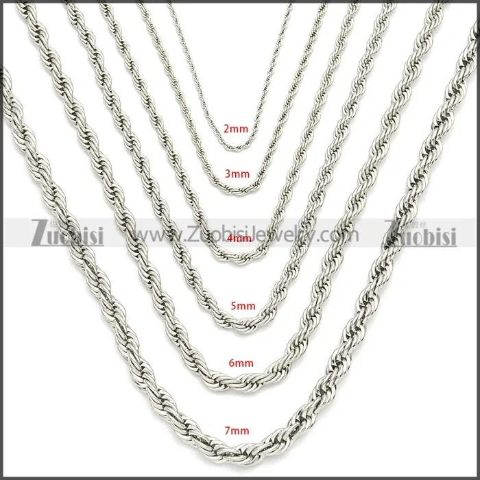 6mm Wide Stainless Steel Rope Chain Neckalce n003097SW6