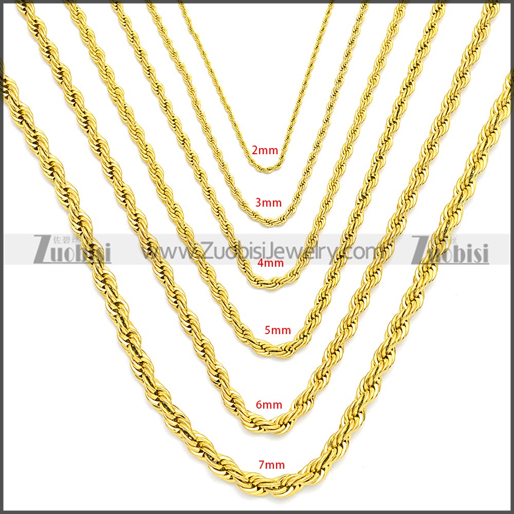 MaxBling81 Men's 30" Stainless Steel Rope Chain – 7mm Thick, Gold & Silver Plated, 105g, 316L