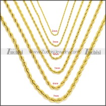 7MM Gold Plated Stainless Steel Rope Chain Neckalce n003097GW7