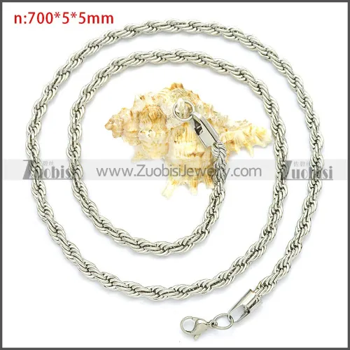 5MM Wide 700MM Long Stainless Steel Rope Chain Neckalce n003097SW5