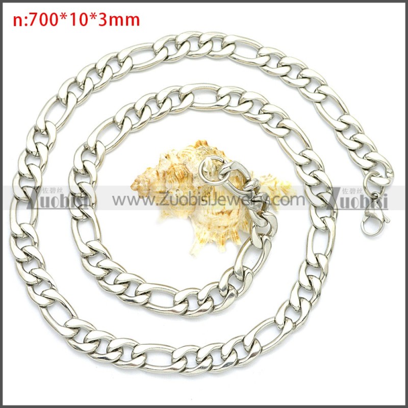Stainless Steel Figaro Chain Neckalce n003093SW10
